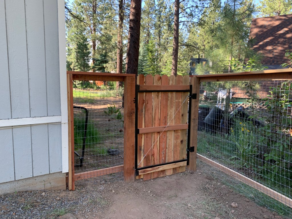Wire fence with picket gate