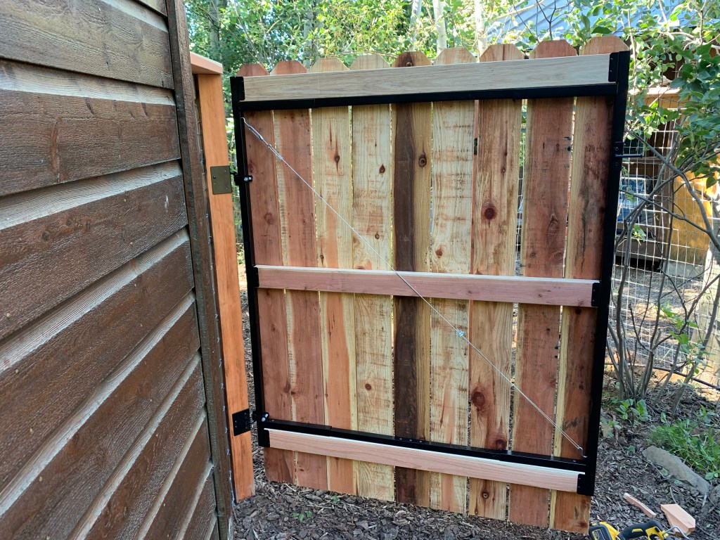 Picket gate framed side